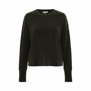 Poof Apparel Knit Ribbed Long Sleeves Crew Neck Pullover Sweater Green Large